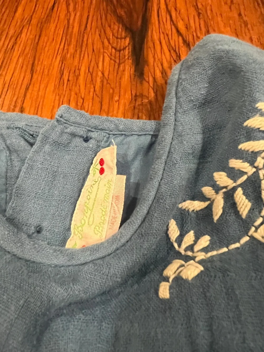 Bonpoint Blue Girls Dress Size 8 with Embroidered Detail